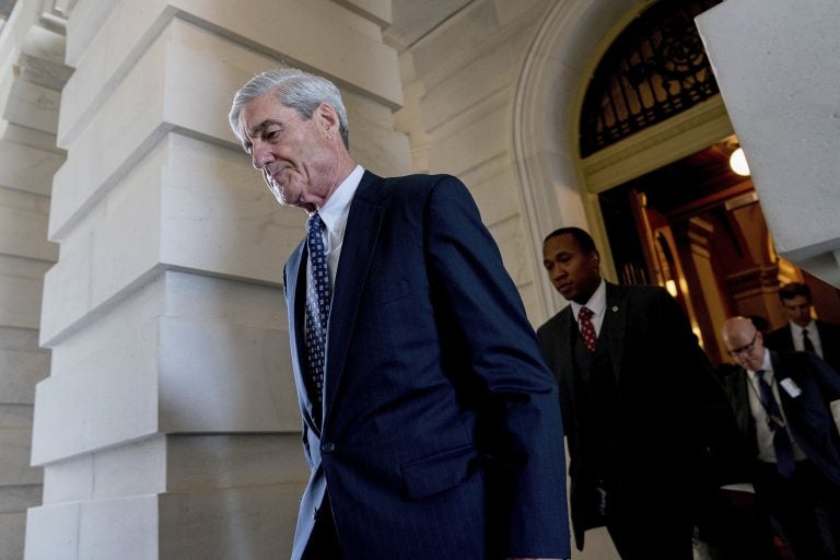 In this June 21, 2017, file photo, former FBI Director Robert Mueller, the special counsel probing Russian interference in the 2016 election, departs Capitol Hill following a closed door meeting in Washington.  (AP Photo/Andrew Harnik, File)