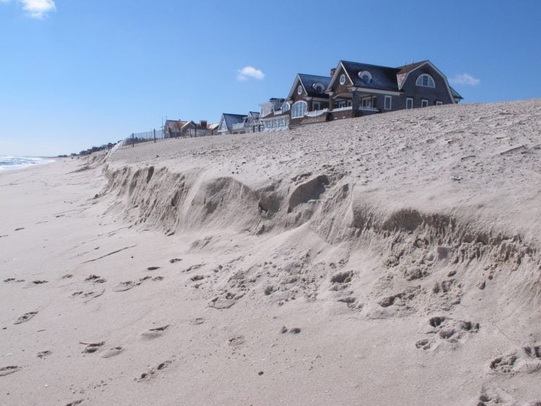 A beach is eroded Thursday, March 8, 2018, in Mantoloking, N.J. a day after the second coastal storm in less than a week hit the area. (AP Photo/Wayne Parry)