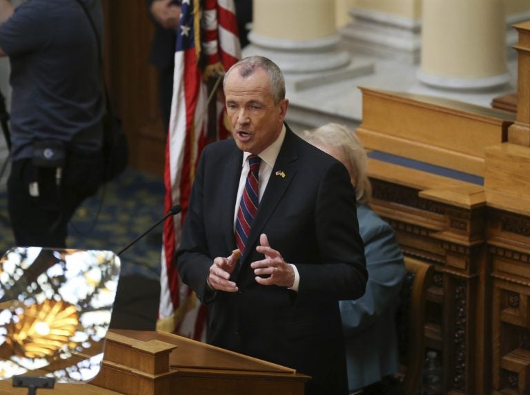 New Jersey Gov. Phil Murphy addresses a gathering as he unveils his 2019 budget Tuesday, March 13, 2018, in the Assembly chamber of the Statehouse in Trenton, N.J. Some of the first-term Democratic governor's proposals are to raise the state sales tax and extend its reach, hike income taxes on the wealthy and legalize recreational marijuana. (Mel Evans/AP Photo)