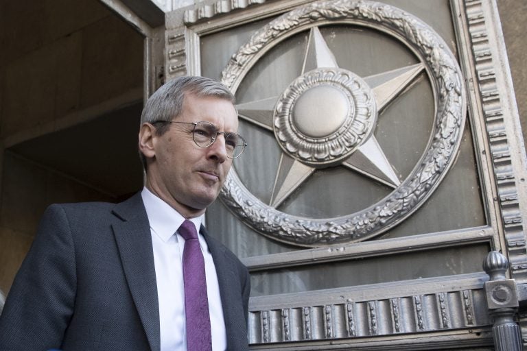 British ambassador to Russia, Laurie Bristow, leaves after a meeting at the Russian foreign ministry building in Moscow, Russia, Saturday, March 17, 2018. Russia's Foreign Ministry has summoned Bristow for talks in a heightening dispute over a nerve agent attack on a former spy in Britain. Russia is expected to announce the expulsion of some British diplomats in a retaliatory measure. (Pavel Golovkin/AP Photo)