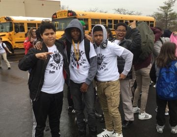 Bethune students take a photo right before entering Philadelphia Mills to see 