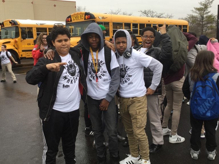 Bethune students take a photo right before entering Philadelphia Mills to see 