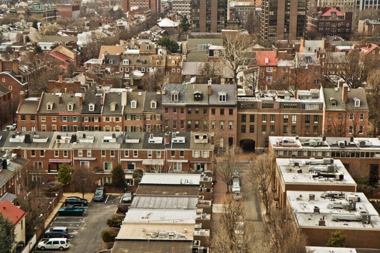 A view of Society Hill taken from inside the Society Hill Towers.