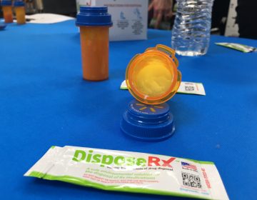 Walmart pharmacies are now distributing packets of DisposeRx, a powder designed to keep unused opioid medication from creating future addicts. (Mark Eichmann/WHYY)