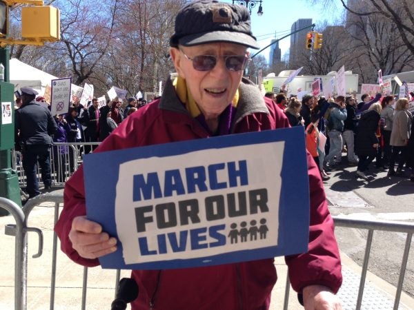 WWII veteran Walter A. Croen, 94, joins the March for Our Lives in New York City (Provided)