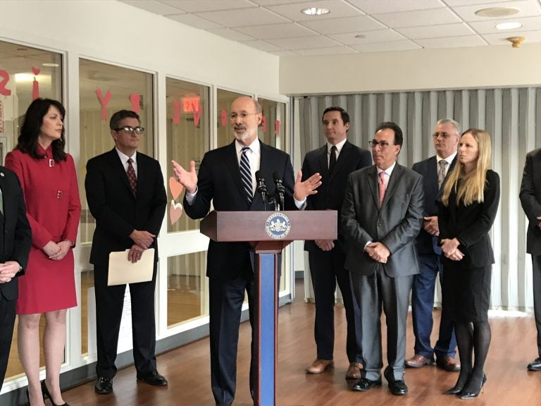 Governor Tom Wolf speaks at the First Steps Treatment Center at Chester-Crozer Medical Center.