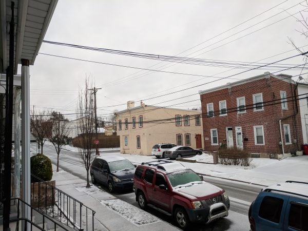 Freezing rain is accumulating on the roads in Norristown, Montgomery County.
