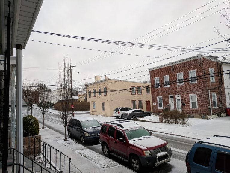 Freezing rain is accumulating on the roads in Norristown, Montgomery County.