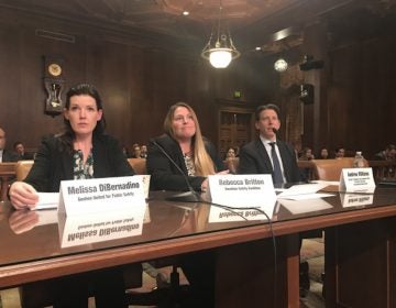 From left to right: Melissa DiBernadino, Goshen United for Public Safety, Rebecca Britton, Uwchlan Safety Coalition, and Andrew Williams, Environmental Defense Fund, testified Tuesday at a joint senate hearing on pipeline safety.