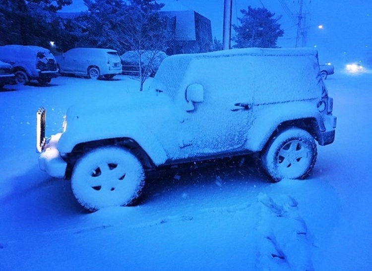 in this 2018 file photo, a snow encrusted Jeep is seen in Lavallette, Ocean County. (@nickhonachefsky via Twitter)