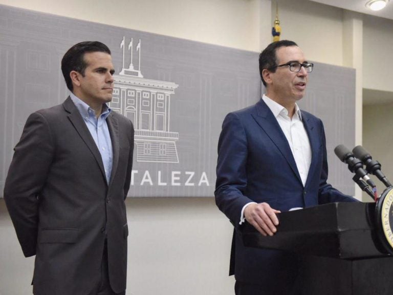 Puerto Rico Governor Ricardo Rossello and U.S. Treasury Secretary Steven Mnuchin announced a deal that would allow billions of dollars in federal disaster recovery loans to start flowing to the hurricane-devastated island.