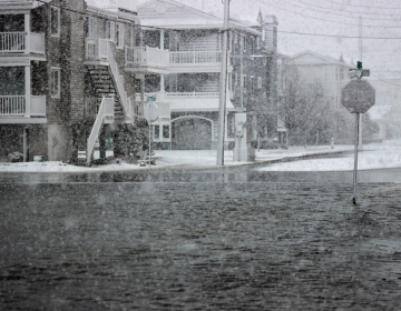 Many streets in Ocean City have turned into slushy canals, with snow falling heavily right before 2:45 p.m. Wednesday. (Photo: Bill Barlow)