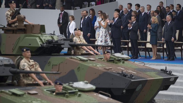 

The Bastille Day festivities in Paris last summer gave President Trump the inspiration to call for a military parade in Washington. But the Pentagon says there will be no tanks in its parade in November. (Carolyn Kaster/AP) 