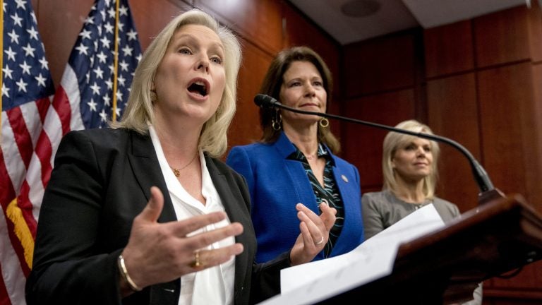 Sen. Kirsten Gillibrand, D-N.Y., arrives for a news conference on sexual harassment in the workplace in December on Capitol Hill. (Jacquelyn Martin/AP) 