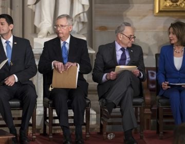 Congressional leaders (from left) House Speaker Paul Ryan, Senate Majority Leader Mitch McConnell, Senate Minority Leader Chuck Schumer and House Minority Leader Nancy Pelosi appear together at a January event in the U.S. Capitol. (J. Scott Applewhite/AP)