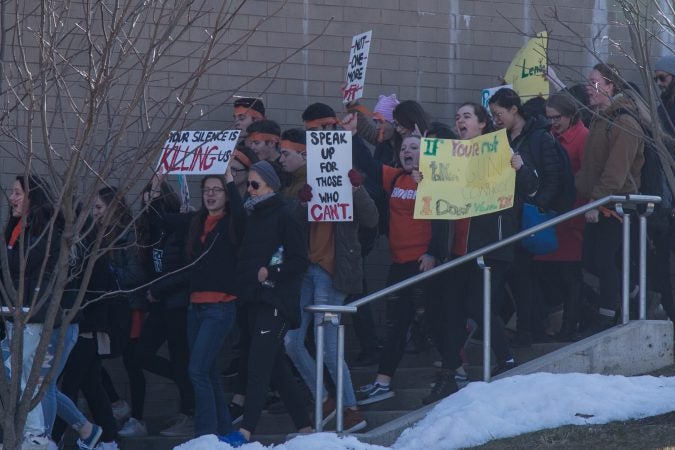 Hundreds of students from Lower Merion High School participated a national school walkout in protest of the ongoing gun violence that plagues the United States.