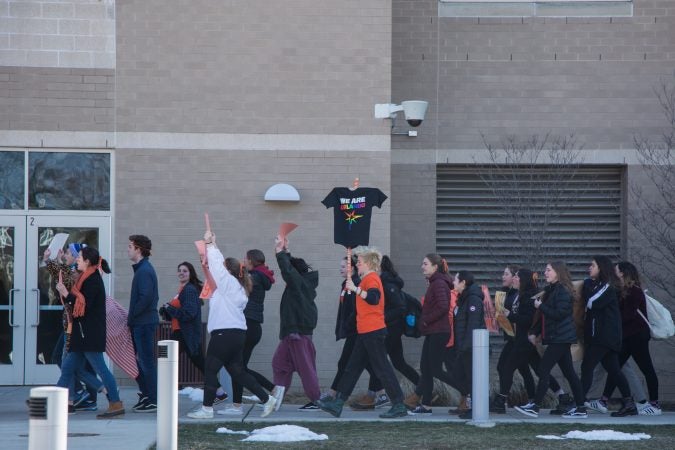 Hundreds of students from Lower Merion High School participated a national school walkout in protest of the ongoing gun violence that plagues the United States.