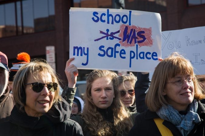 Thousands of citizens, of all ages, gathered together in Philadelphia to participate in the nationwide March for Our Lives, March 24, 2018. (Emily Cohen for WHYY)