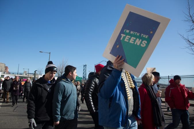 Thousands of citizens, of all ages, gathered together in Philadelphia to participate in the nationwide March for Our Lives, March 24, 2018. (Emily Cohen for WHYY)