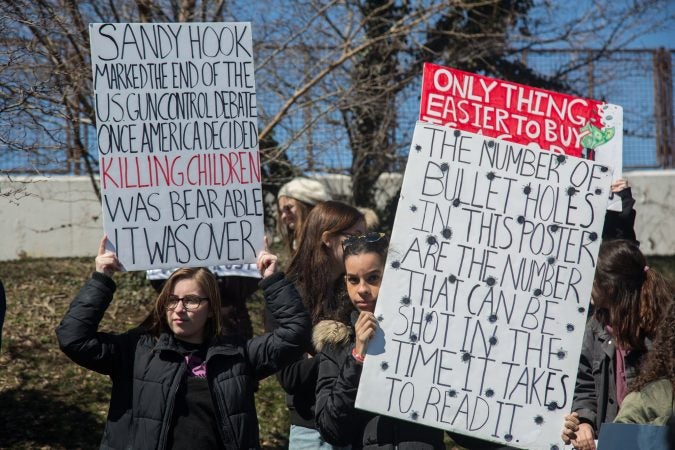 Thousands of citizens, of all ages, gathered together in Philadelphia to participate in the nationwide March for Our Lives, March 24, 2018. (Emily Cohen for WHYY)