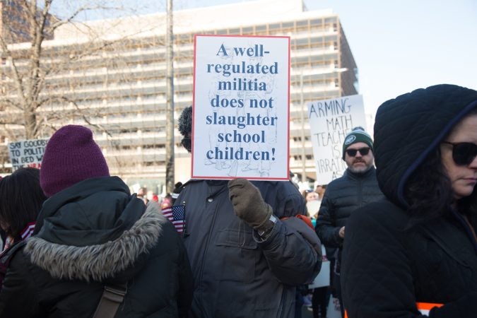 Thousands of citizens, of all ages, gathered together in Philadelphia to participate in the nationwide March for Our Lives, March 24, 2018. (Emily Cohen for WHYY)