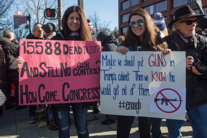 Lauren Lippe came down from New York to march with her daughter Nicole Rubin, 21, who is a student at the University of Pennsylvania. (Emily Cohen for WHYY)
