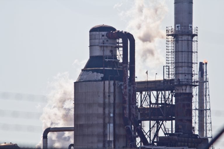 A smoke stack at the Philadelphia Energy Solutions refinery in Philadelphia. (Kimberly Paynter/WHYY)