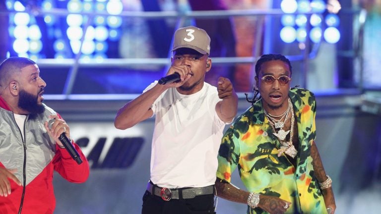 Chance The Rapper, (center), performs onstage at the 2017 BET Awards in Los Angeles. (Frederick M. Brown/Getty Images)