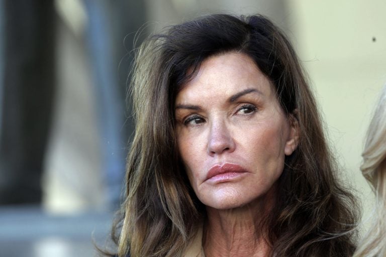 Model Janice Dickinson outside Los Angeles Superior Court in 2016