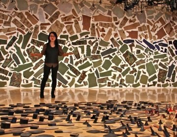 Jean Shin uses discarded objects to create monumental artworks. She stands between 