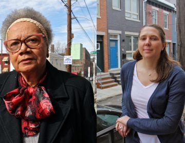 Claudia Sherrod (left) and Haley Dervinis (right) in front of their homes in Point Breeze.