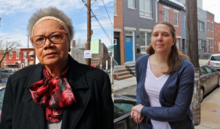 Claudia Sherrod (left) and Haley Dervinis (right) in front of their homes in Point Breeze.