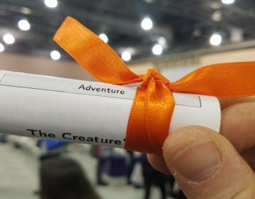 The Short Story Dispenser instantly prints stories on paper scrolls. (Peter Crimmins/WHYY)