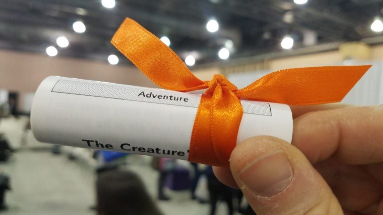 The Short Story Dispenser instantly prints stories on paper scrolls. (Peter Crimmins/WHYY)