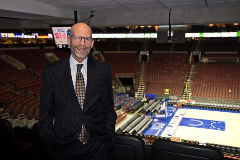 Marc Zumoff calls the play-by-plays for the 76ers. (Kimberly Paynter/WHYY)