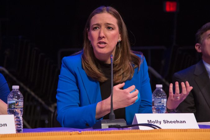 Molly Sheehan is a bioengineer who is  finishing up a fellowship at the University of Pennsylvania, This is her first run for political office. (Emily Cohen for WHYY)