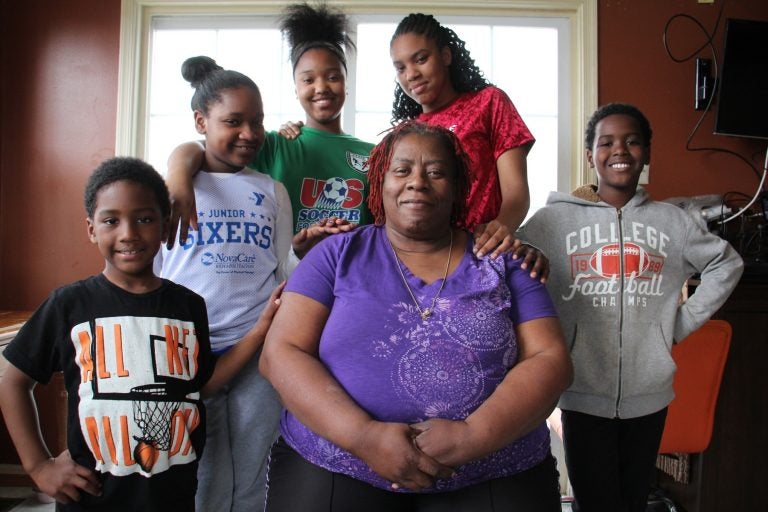 Octavia Durham is surrounded by five of the seven grandchildren that live with her and attend the Pottsgrove public schools., (from left) Mason Dargan, 5, Tarienah Chandler Smith, 9, Miyana Francis, 14, K'Lliyah Smith, 15, and Mikhi Dargan, 9.