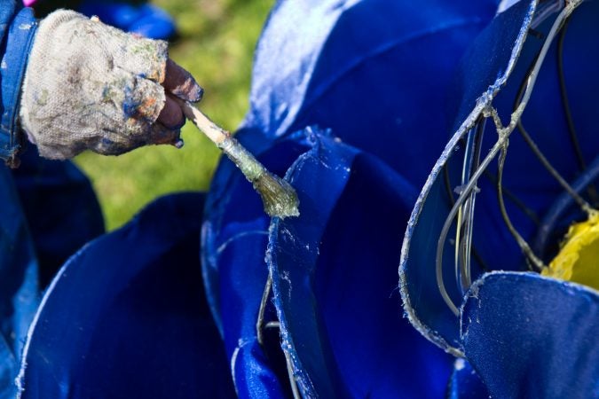 Twenty Chinese artisans spent a month creating the wire and silk structures, then painting them. (Kimberly Paynter/WHYY)