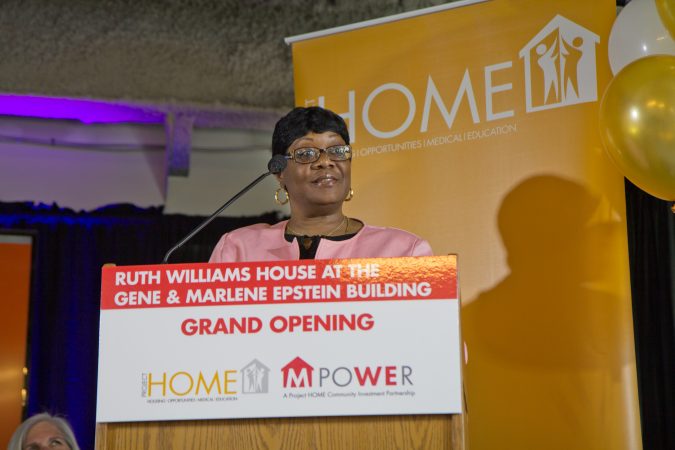 Bonita Prichette is a certified recovery specialist and resident of the Ruth Williams House at the Gene and Marlene Epstein Building in Philadelphia. (Kimberly Paynter/WHYY)