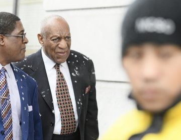 Bill Cosby arrives at the Montgomery County Courthouse in Norristown, Pa. on Monday, April 2, ahead of jury selection for his upcoming sexual assault retrial. (Bastiaan Slabbers/ for WHYY)