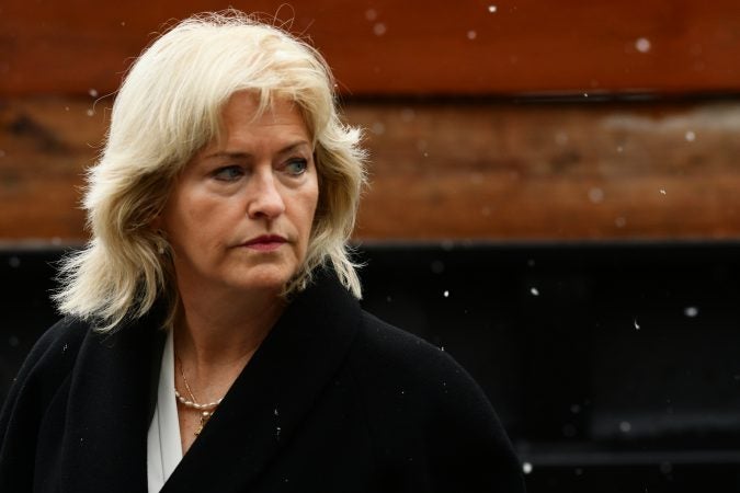 Attorney Kathleen Bliss arrives at the Courthouse in Norristown, PA on Monday, ahead of the jury selection for the retrail in the sexual assault case against the 80 year old entertainer/comedian. (Bastiaan Slabbers for WHYY)