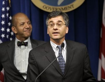 FILE, In this Dec. 15, 2004 photo, Washington Mayor Tony Williams, left, introduces the District of Columbia's new director of the Youth Services Administration, Vincent Schiraldi.