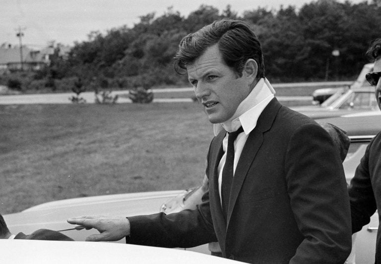 FILE-- This July 22, 1969 file photo shows U.S. Sen Edward Kennedy, D-Mass., arriving back at his home in Hyannis Port, Mass., after attending the funeral of Mary Jo Kopechne in Pennsylvania. A new feature film is in the works about the tragedy on the small Massachusetts island nearly a half century ago that rocked the Kennedy political dynasty. Kopechne drowned when a car driven by Kennedy went off a bridge on Chappaquiddick, a small island in Edgartown, Mass., on the eastern end of Martha's Vineyard in July 1969. (AP Photo/Frank C. Curtin, File)