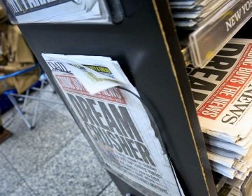 A news stand display copies of the Daily News, Tuesday Sept. 5, 2017, in New York.