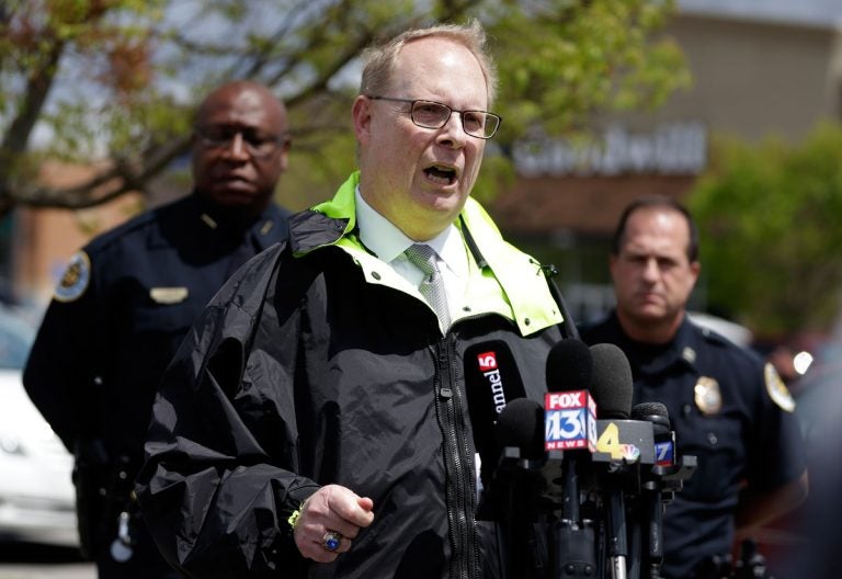 Don Aaron, public affairs manager for the Metro Nashville Police Department, speaks at a news conference Monday, April 23, 2018, in Nashville, Tenn., regarding the search for a gunman who opened fire Sunday at a Waffle House restaurant. A suspect police have identified as 29-year-old Travis Reinking shot and killed at least four people at the restaurant. (Mark Humphrey/AP Photo)