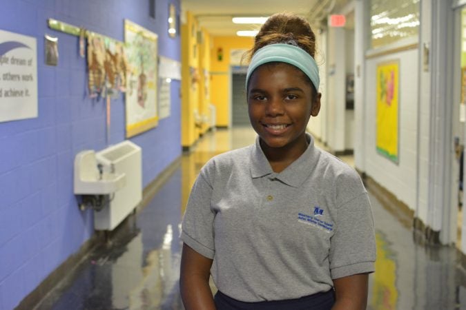 Ariel Weaver, a fifth-grader at Wister. (Kevin McCorry/WHYY)