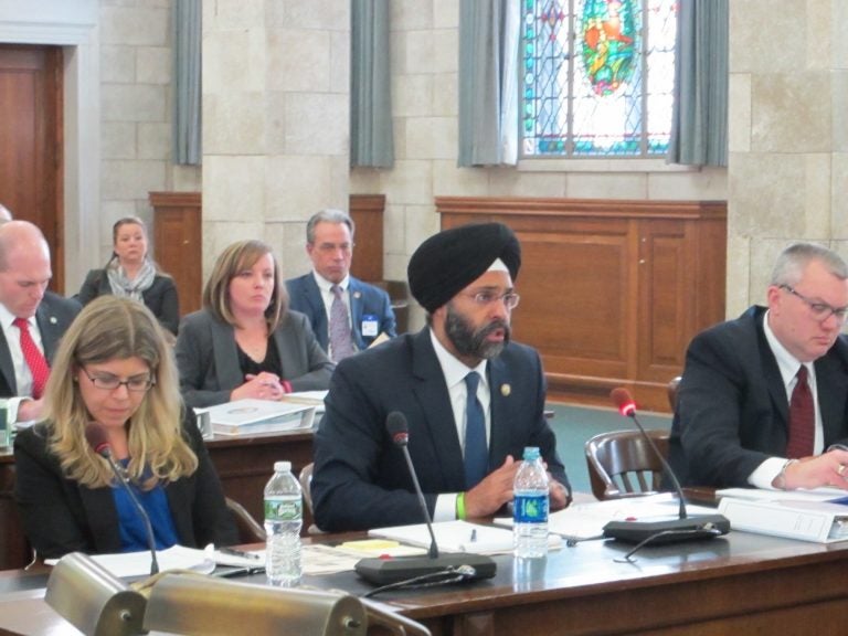 New Jersey Attorney General Gurbir Grewal testifies at Senate Budget Committee hearing. (Phil Gregory/WHYY)