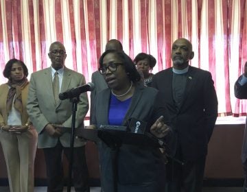 Congressional candidate Michele Lawrence accepts the endorsement of the Black Clergy of Philadelphia and Vicinity.