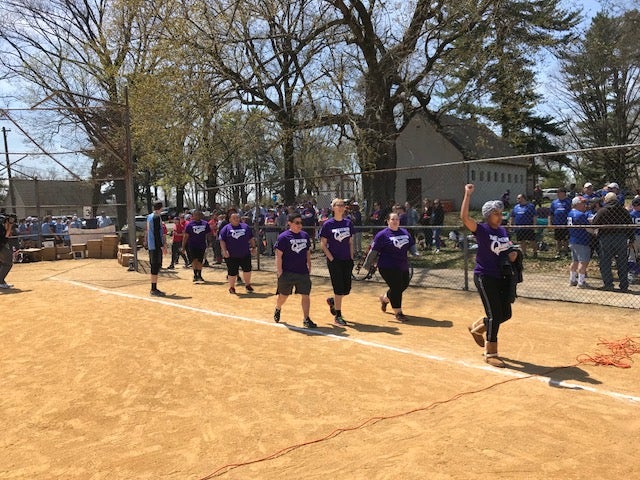 The Bad News Queers, one of 30 teams in the City of Brotherly Love Softball League, take the field in Philadelphia's Fairmount Park. (Shai Ben-Yaacov/WHYY)