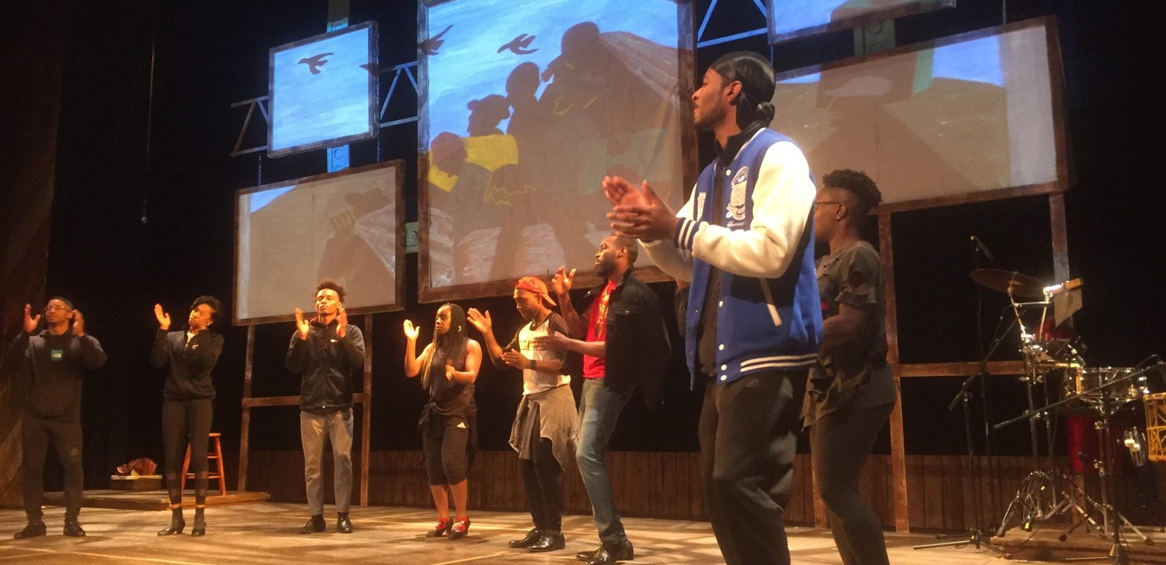 Step Afrika! rehearses for its performance in Wilmington. (Zoe Read/WHYY)